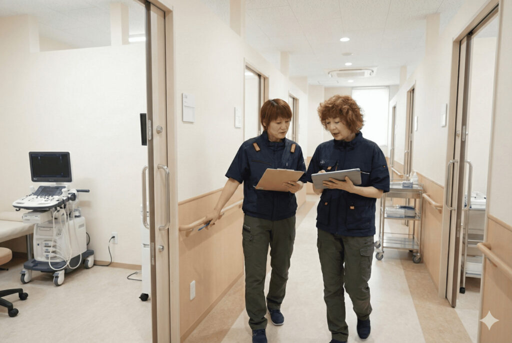 施設内の確認、現場調査